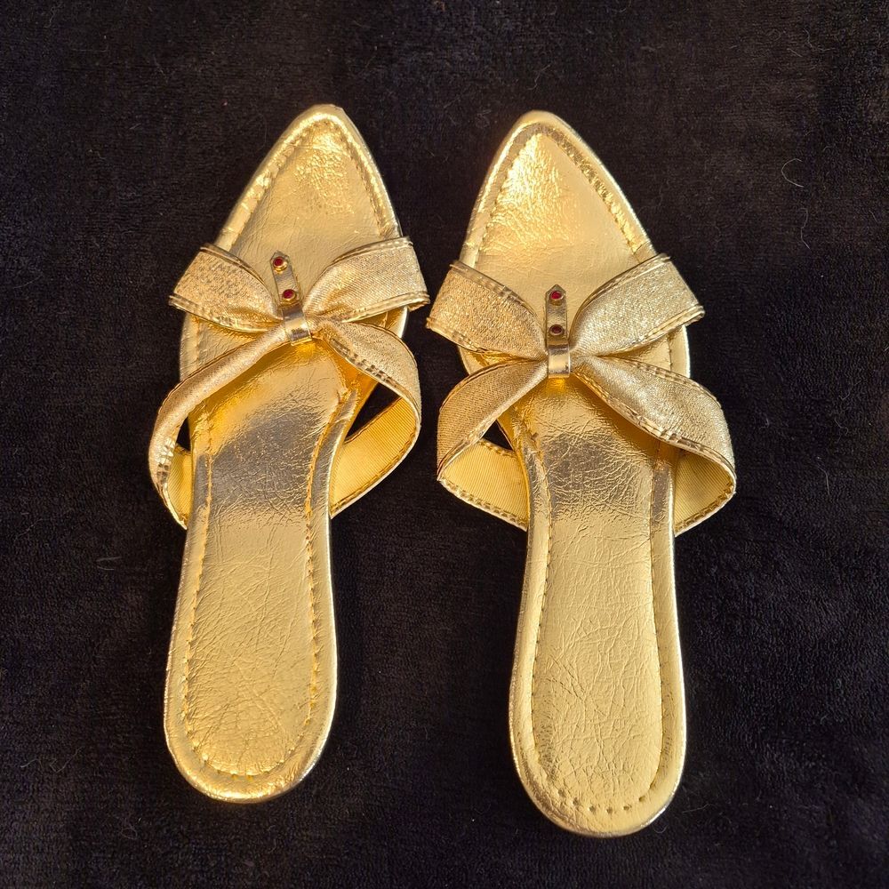 ​Vintage 50s Gold Lamé Faux Ruby Cocktail Mules